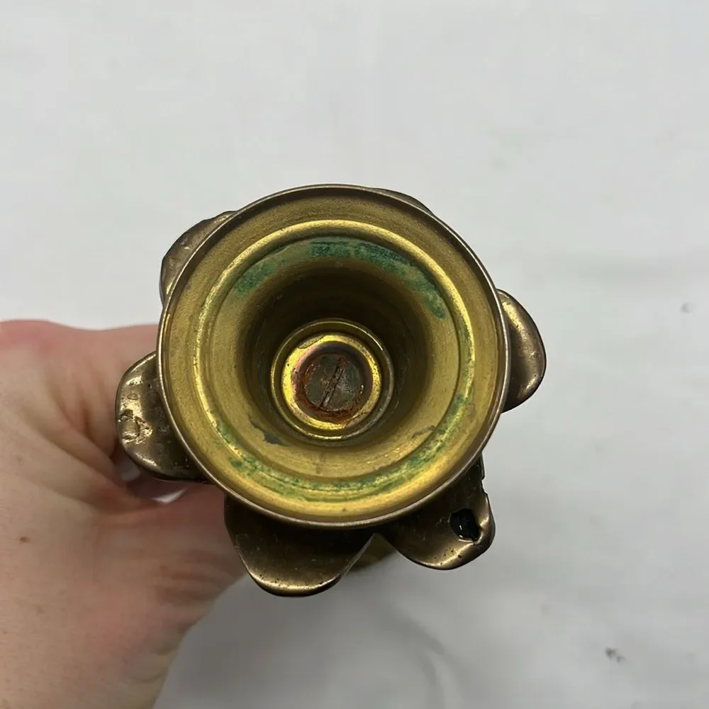 Vintage Brass Primitive Candlestick Holder